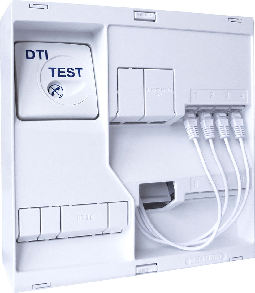 Tableau de communication Grade 1 + 4 RJ45 catégorie 5 + DTI + cordon quadruple NEO