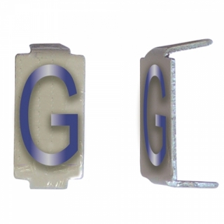 CD028 - Lot 25 lettres G 6x11 Alu ivoire/bleu