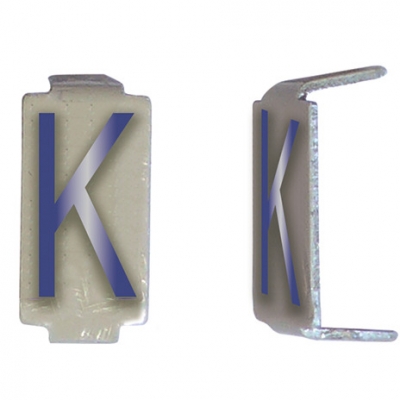 CD032 - Lot 25 lettres K 6x11 Alu ivoire/bleu