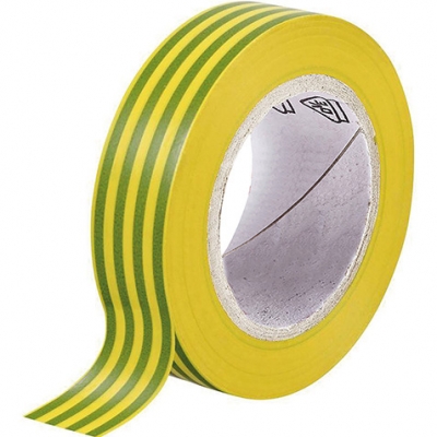 BR404 - Ruban adhésif isolant PVC 15 mm x 10 m Jaune-Vert