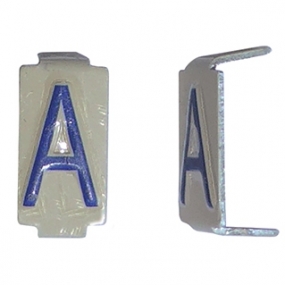 CD022 - Lot 25 lettres A 6x11 Alu ivoire/bleu
