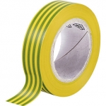 BR404 - Ruban adhésif isolant PVC 15 mm x 10 m Jaune-Vert